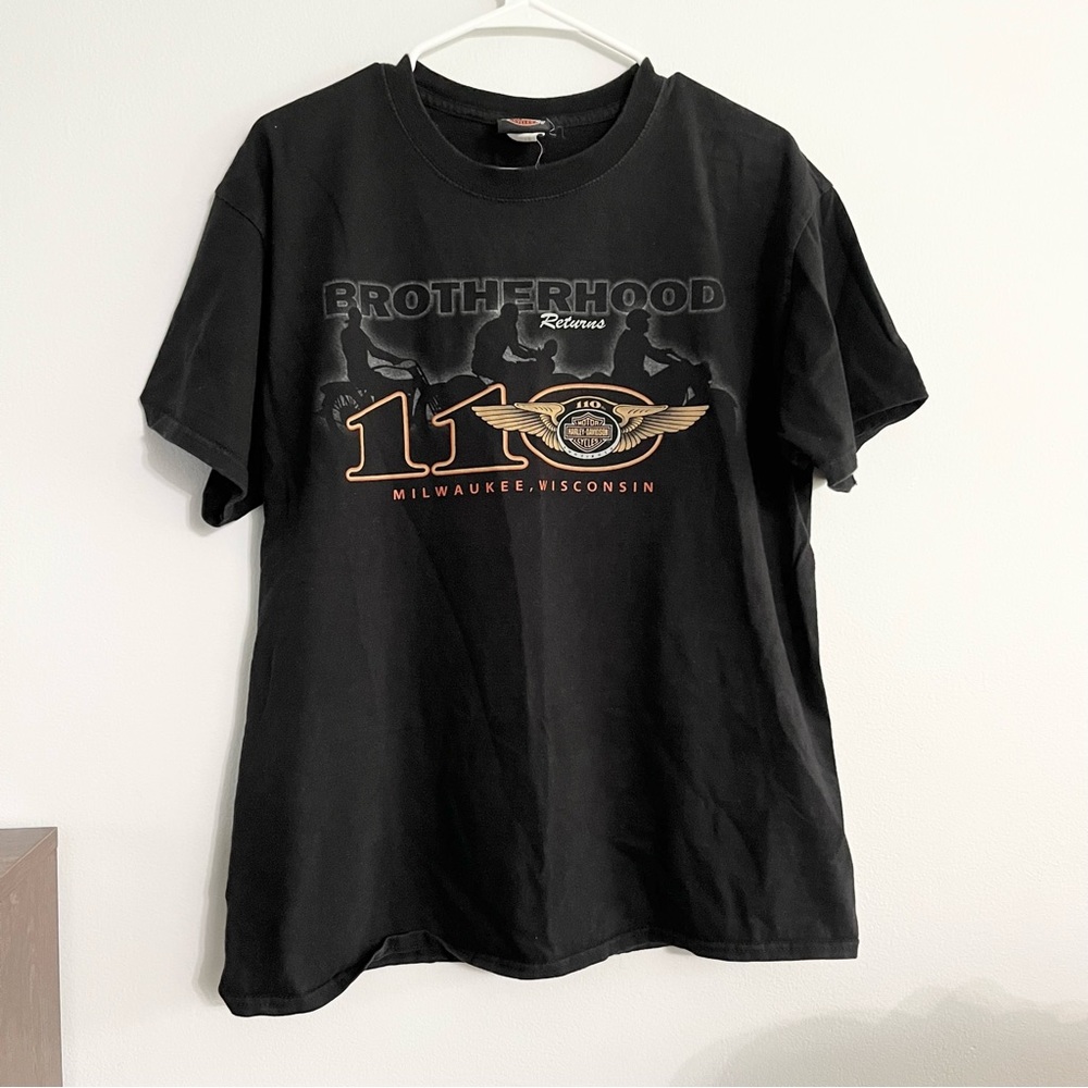Harley Davidson Vintage Tee Brotherhood Returns 100th Milkwaukee WI Reno NV L